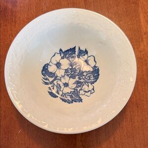 Floral Blue and White Ceramic Bowl wild rose usa